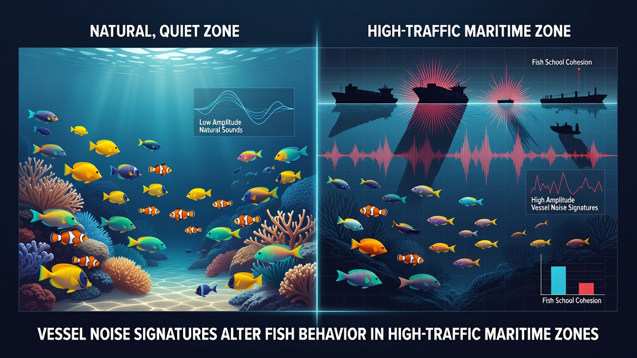 Underwater microphone array deployed near a major shipping route to capture vessel noise profiles